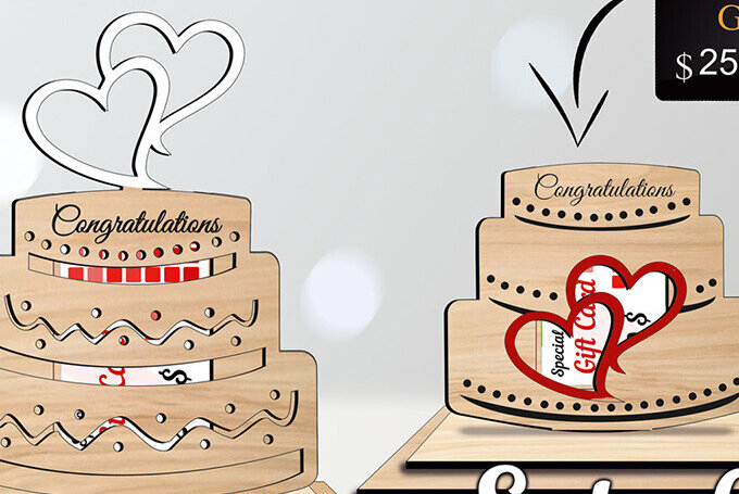 Σετ των 2 Intra απο ξύλο plywood 3mm-4mm πάχος – Γαμήλια Τούρτα Δωροκάρτα Κάτοχος χρημάτων Δίασταση  20x20 cm INTRAFABR-103463678