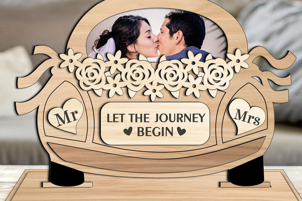 Σετ των 2 Intra απο ξύλο plywood 3mm-4mm πάχος – Δώρο με κορνίζα φωτογραφιών αυτοκινήτου γάμου Δίασταση  20x20 cm INTRAFABR-105812883