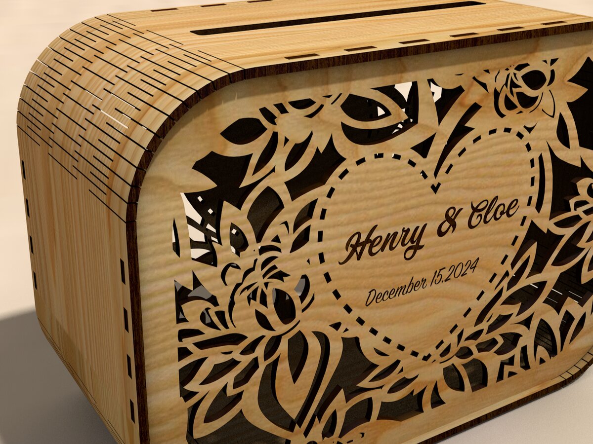 Σετ των 2 Intra απο ξύλο plywood 3mm-4mm πάχος – Κουτιά για κάρτες γάμου με ονόματα Δίασταση  20x20 cm INTRAFABR-117728575