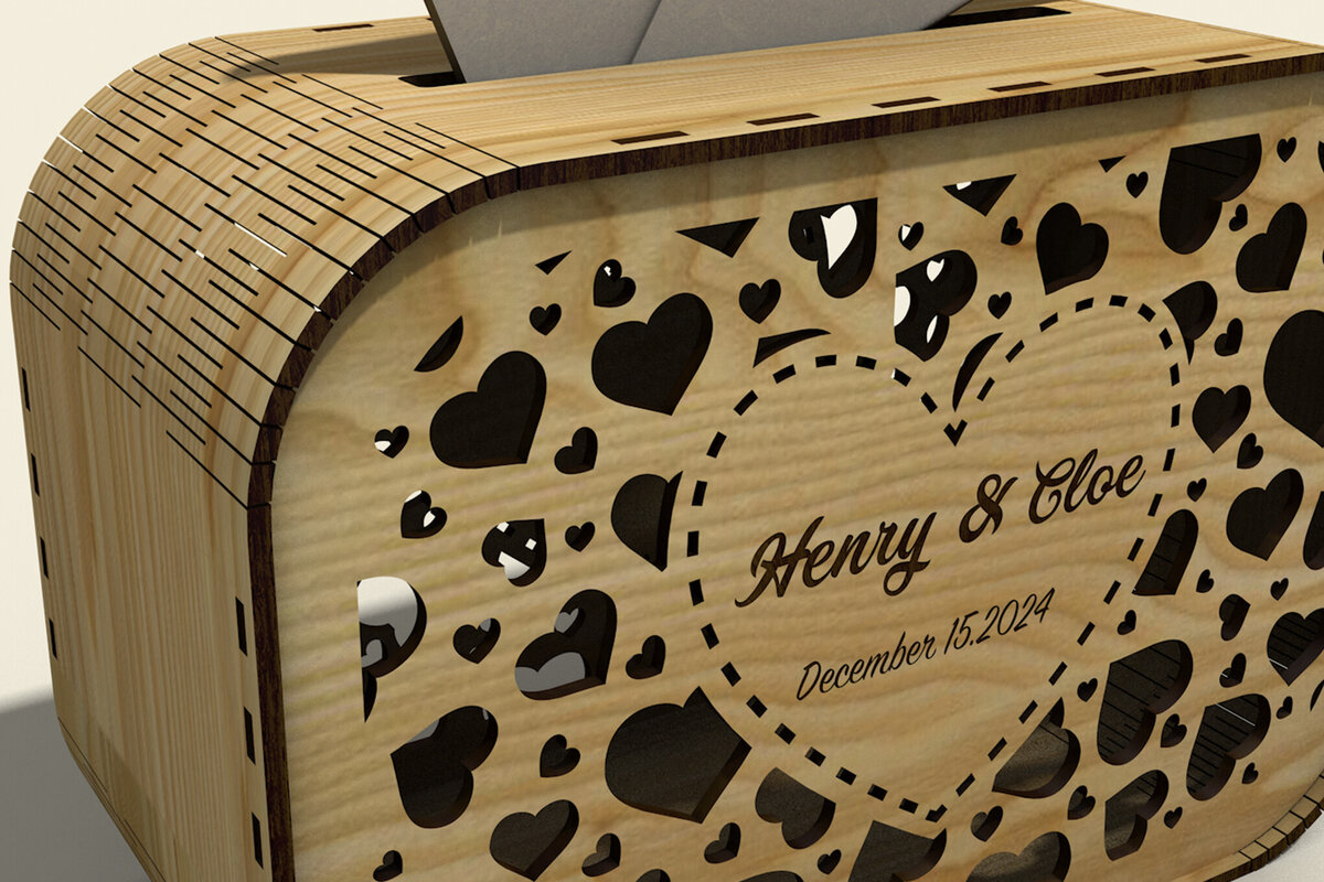 Σετ των 2 Intra απο ξύλο plywood 3mm-4mm πάχος – Κουτιά για κάρτες γάμου με ονόματα Δίασταση  20x20 cm INTRAFABR-117728080