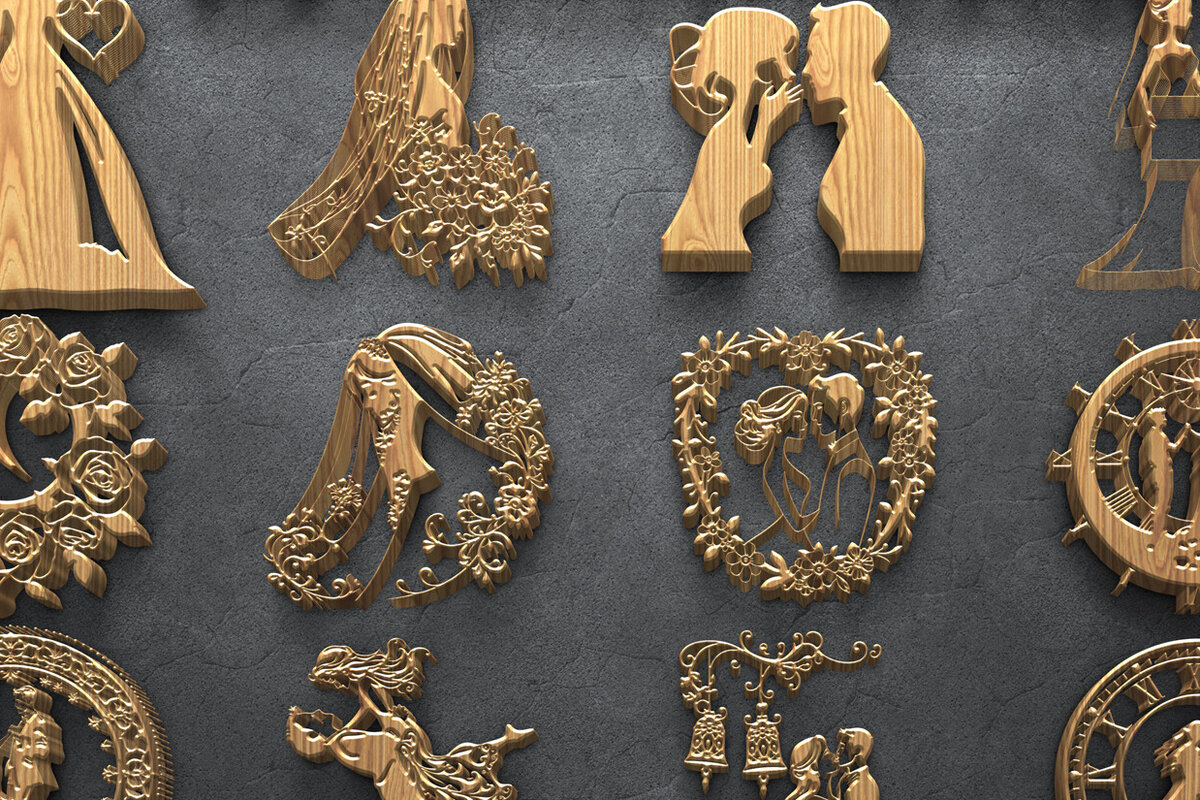 Σετ των 2 Intra απο ξύλο plywood 3mm-4mm πάχος – Πακέτο Laser Ρολόι Γάμου Δίασταση  20x20 cm INTRAFABR-122067438