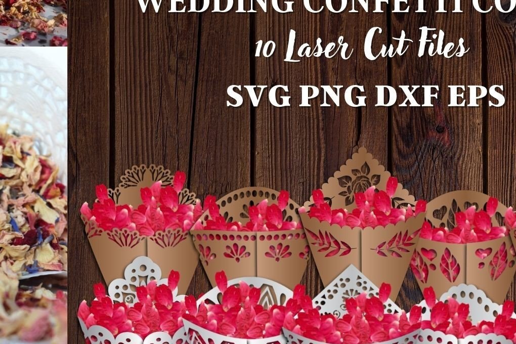 Σετ των 2 Intra απο ξύλο plywood 3mm-4mm πάχος – Πακέτο με χωνάκια κομφετί γάμου Δίασταση  20x20 cm INTRAFABR-34159107