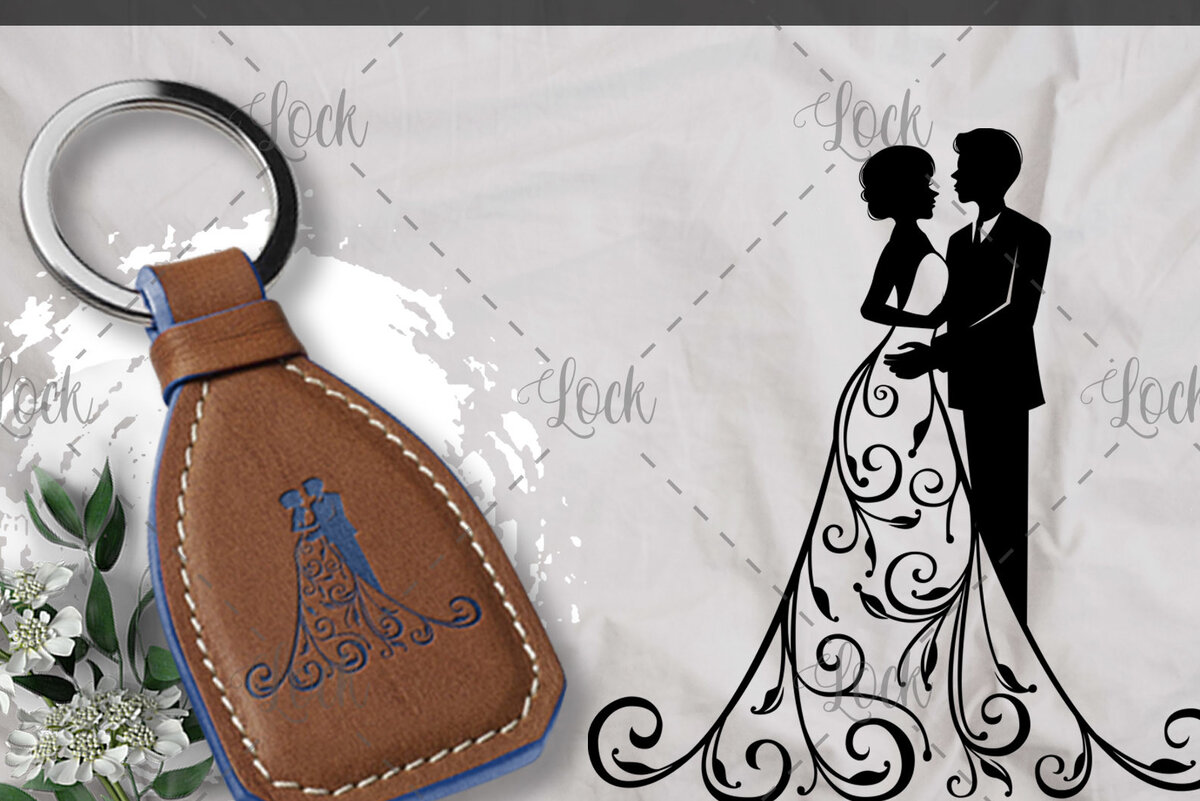 Σετ των 2 Intra απο ξύλο plywood 3mm-4mm πάχος – Ζευγάρι γάμου, Γυναίκα με φόρεμα Δίασταση  20x20 cm INTRAFABR-16709534