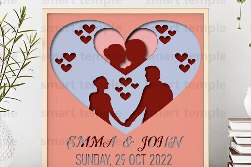 Σετ των 2 Intra απο ξύλο plywood 3mm-4mm πάχος – Γάμος Cricut, επέτειος διάνυσμα Δίασταση  20x20 cm INTRAFABR-81184543