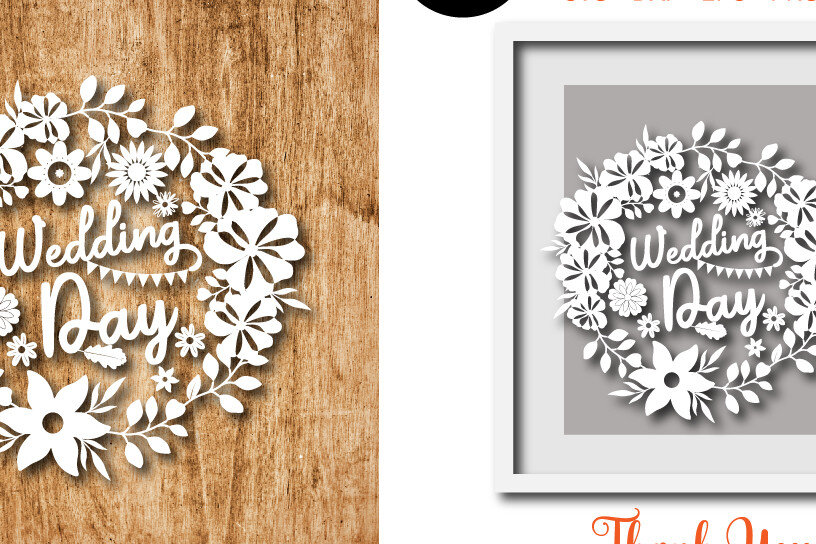 Σετ των 2 Intra απο ξύλο plywood 3mm-4mm πάχος – Wedding Day Laser/χάρτινο  κοπής Δίασταση  20x20 cm INTRAFABR-61609931