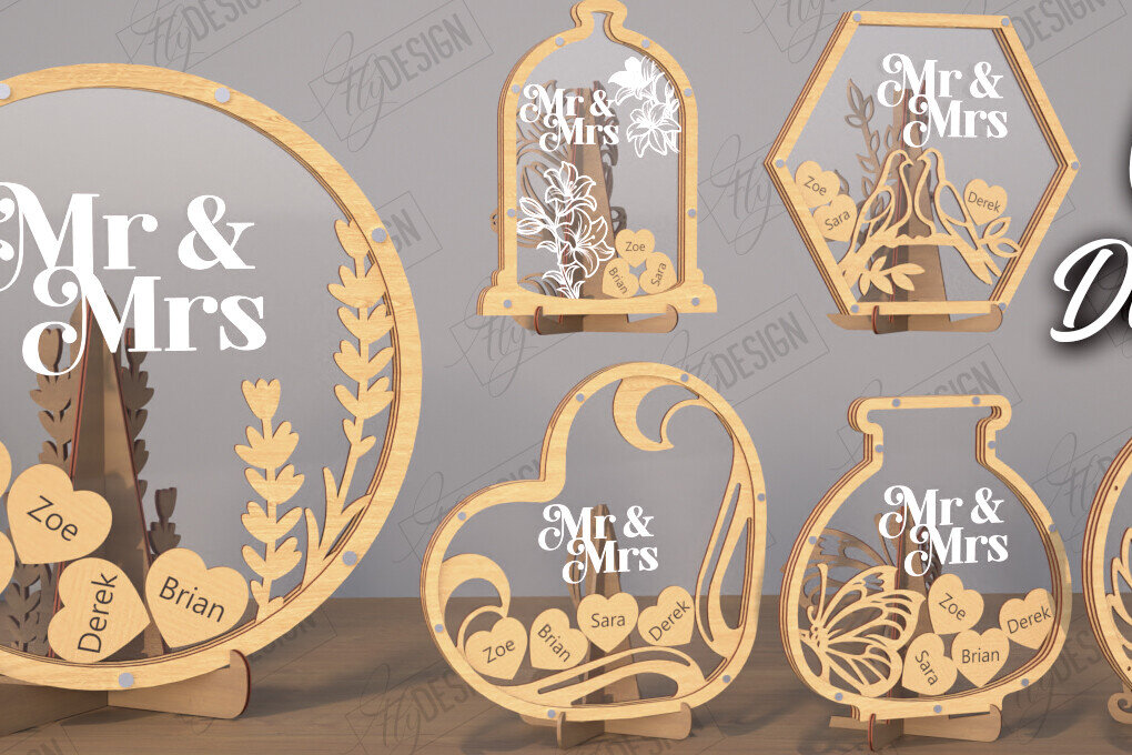 Σετ των 2 Intra απο ξύλο plywood 3mm-4mm πάχος – Πακέτο βιβλίου επισκεπτών Wedding Drop Box | CNC Δίασταση  20x20 cm INTRAFABR-110847596