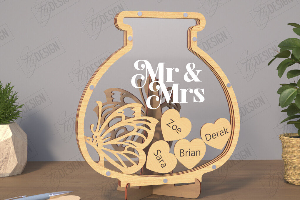 Σετ των 2 Intra απο ξύλο plywood 3mm-4mm πάχος – Πρότυπο βιβλίου επισκεπτών Wedding Drop Box |CNC Δίασταση  20x20 cm INTRAFABR-110846882