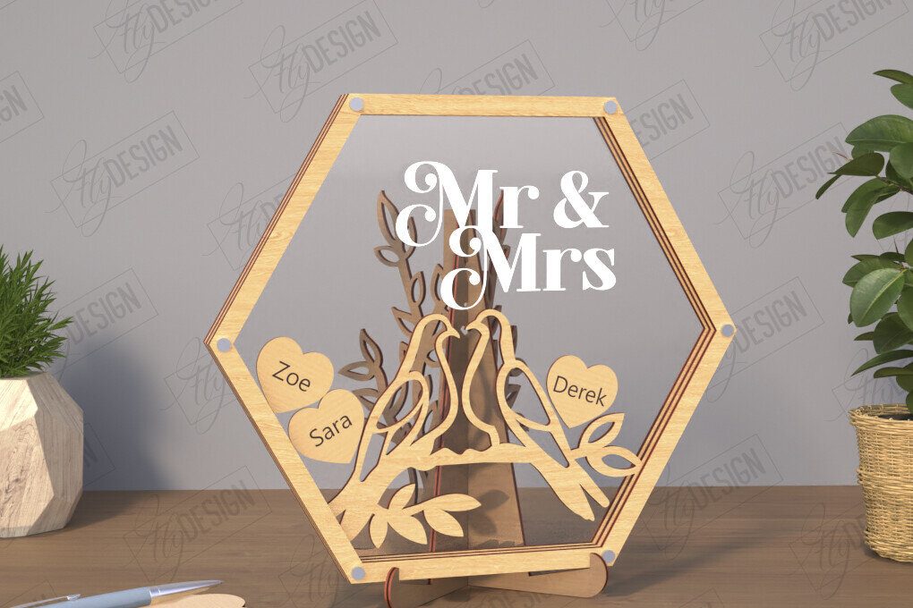 Σετ των 2 Intra απο ξύλο plywood 3mm-4mm πάχος – Πρότυπο βιβλίου επισκεπτών Wedding Drop Box |CNC Δίασταση  20x20 cm INTRAFABR-110846894