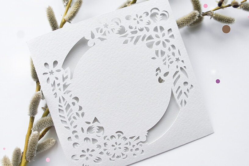 Σετ των 2 Intra απο ξύλο plywood 3mm-4mm πάχος – Πρότυπο κοπής με λέιζερ φακέλων γάμου Δίασταση  20x20 cm INTRAFABR-4682729