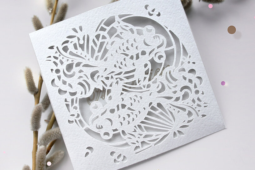 Σετ των 2 Intra απο ξύλο plywood 3mm-4mm πάχος – Πρότυπο κοπής με λέιζερ φακέλων γάμου. Δίασταση  20x20 cm INTRAFABR-4812560