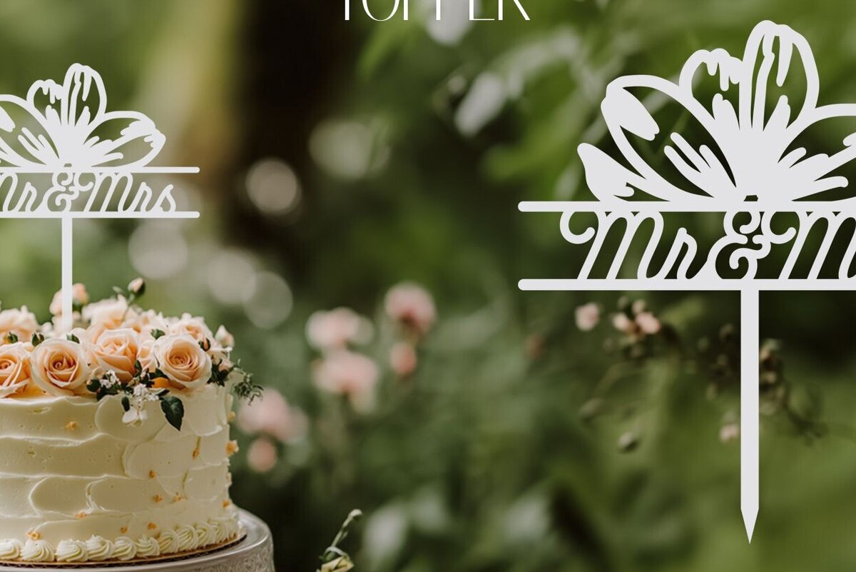 Σετ των 2 Intra απο ξύλο plywood 3mm-4mm πάχος – Γαμήλια Floral Cake Topper Δίασταση  20x20 cm INTRAFABR-116656799