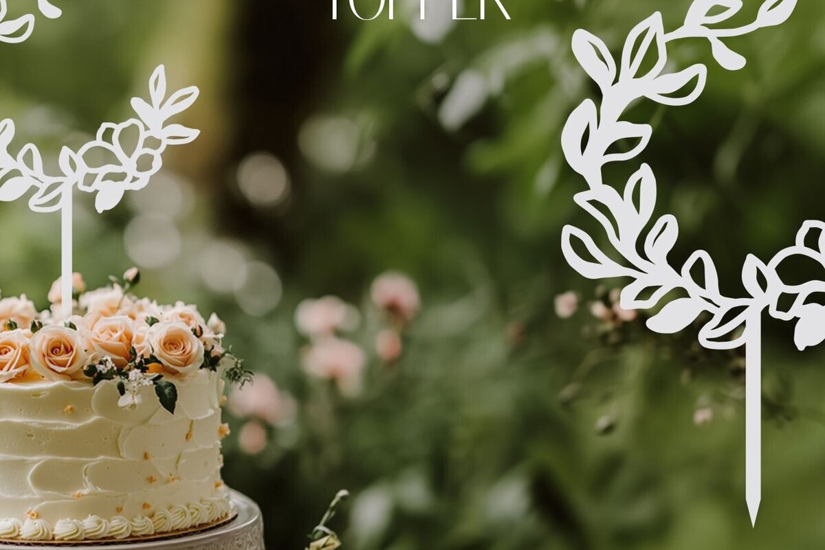 Σετ των 2 Intra απο ξύλο plywood 3mm-4mm πάχος – Γαμήλια Floral Cake Topper Δίασταση  20x20 cm INTRAFABR-116727815