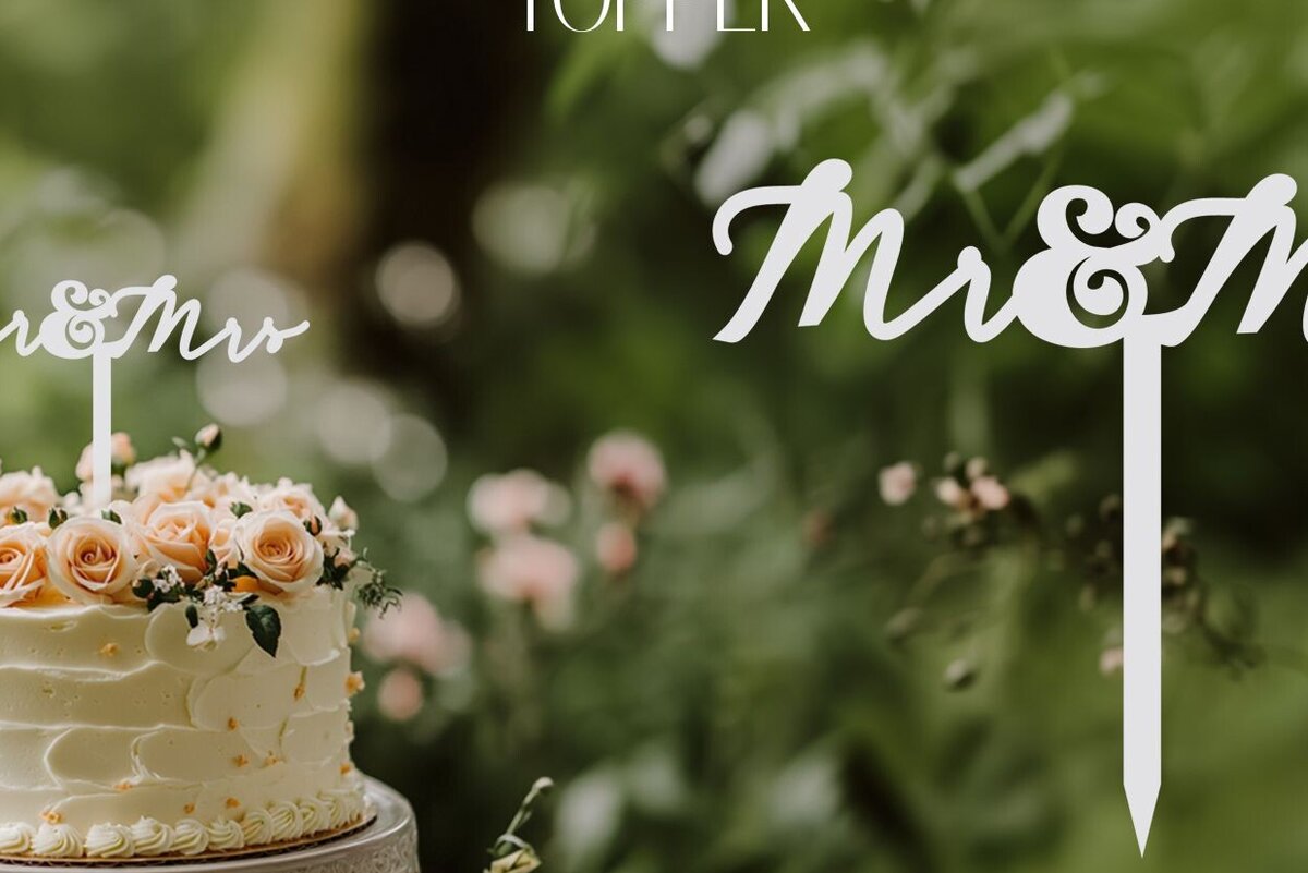 Σετ των 2 Intra απο ξύλο plywood 3mm-4mm πάχος – Wedding Floral Cake Topper Mr and Mr Δίασταση  20x20 cm INTRAFABR-116806369