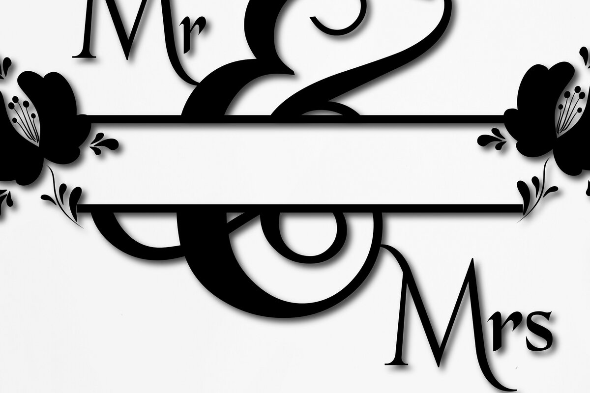 Σετ των 2 Intra απο ξύλο plywood 3mm-4mm πάχος – Μονόγραμμα Σπλιτ φλοράλ κορνίζας γάμου Δίασταση  20x20 cm INTRAFABR-8892465