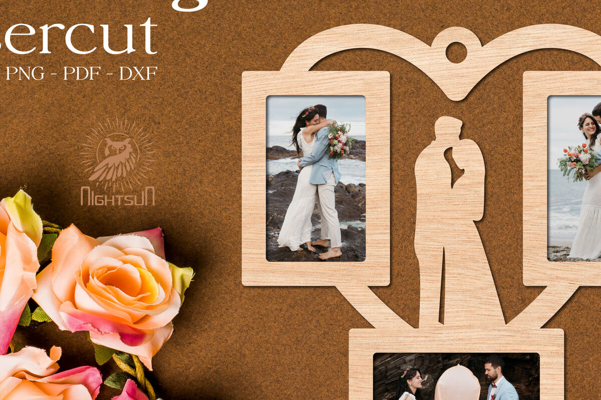 Σετ των 2 Intra απο ξύλο plywood 3mm-4mm πάχος – Κορνίζα Γάμου Καρδιά Lasercut Δίασταση  20x20 cm INTRAFABR-74401967