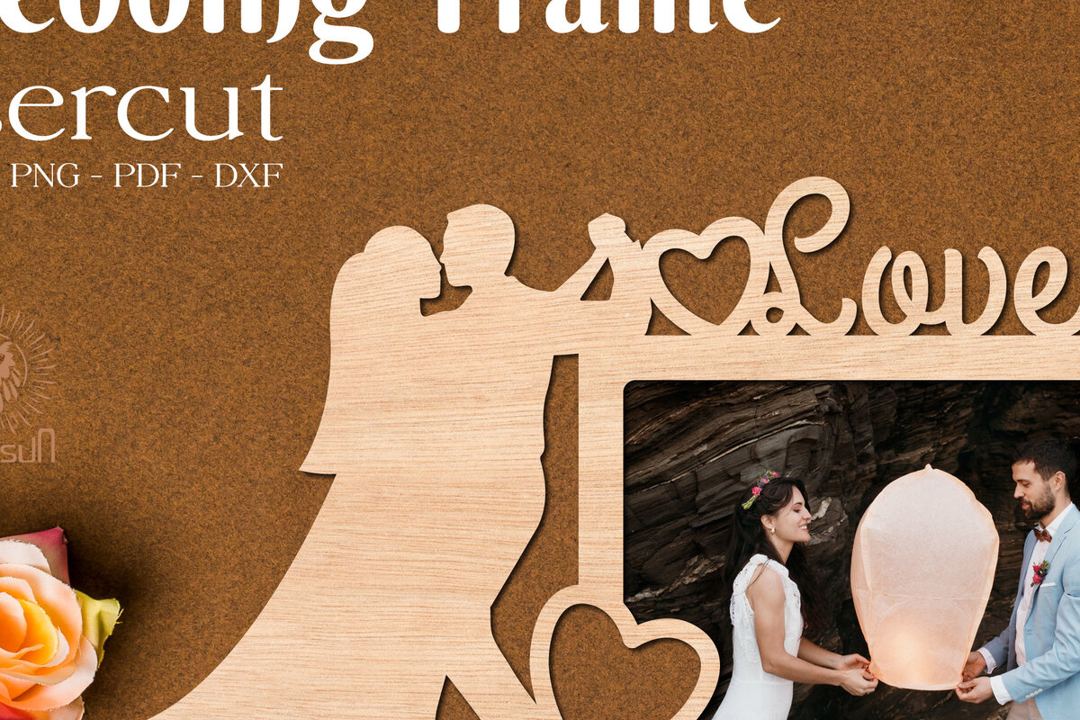 Σετ των 2 Intra απο ξύλο plywood 3mm-4mm πάχος – Κορνίζα Γάμου Laercut Δίασταση  20x20 cm INTRAFABR-74402365