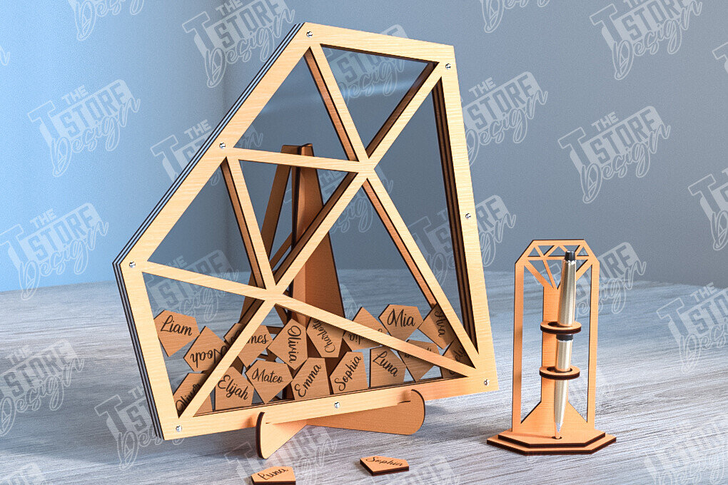 Σετ των 2 Intra απο ξύλο plywood 3mm-4mm πάχος – Βιβλίο επισκεπτών γάμου | Ευχές Γάμου | CNC Δίασταση  20x20 cm INTRAFABR-102132502