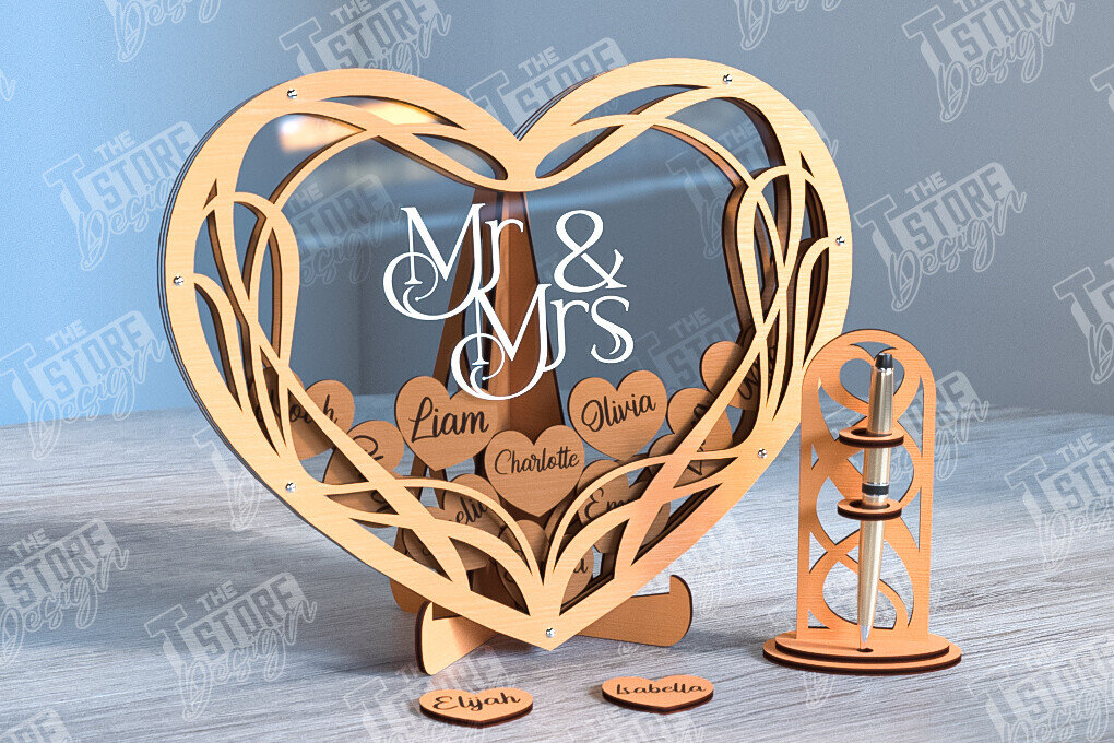 Σετ των 2 Intra απο ξύλο plywood 3mm-4mm πάχος – Βιβλίο επισκεπτών γάμου | Ευχές Γάμου | CNC Δίασταση  20x20 cm INTRAFABR-102132510