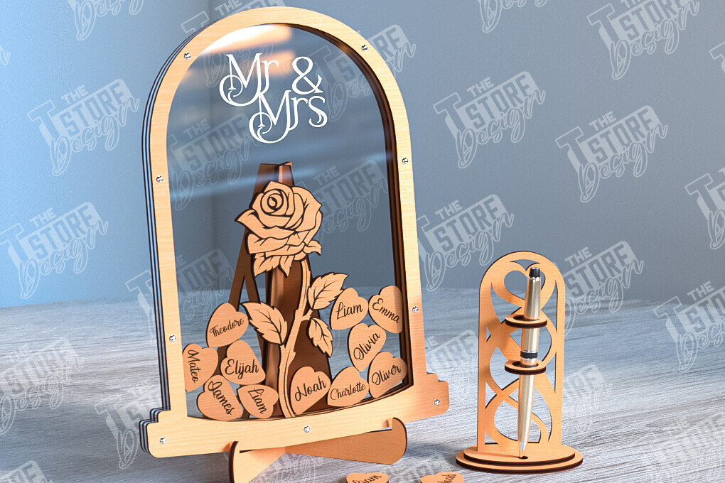 Σετ των 2 Intra απο ξύλο plywood 3mm-4mm πάχος – Βιβλίο επισκεπτών γάμου | Ευχές Γάμου | CNC Δίασταση  20x20 cm INTRAFABR-102132515