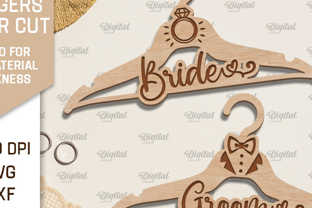 Σετ των 2 Intra απο ξύλο plywood 3mm-4mm πάχος – Κρεμάστρα γάμου  κοπής με λέιζερ Δίασταση  20x20 cm INTRAFABR-96563669