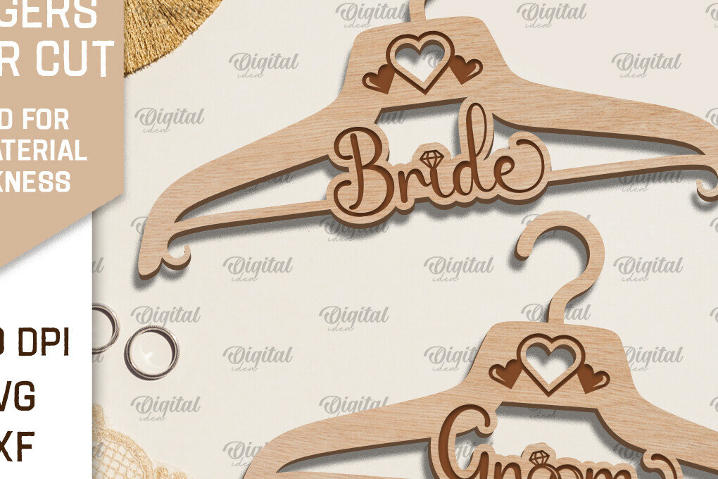 Σετ των 2 Intra απο ξύλο plywood 3mm-4mm πάχος – Κρεμάστρα γάμου  κοπής με λέιζερ Δίασταση  20x20 cm INTRAFABR-96563709