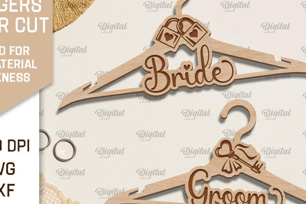 Σετ των 2 Intra απο ξύλο plywood 3mm-4mm πάχος – Κρεμάστρα γάμου  κοπής με λέιζερ Δίασταση  20x20 cm INTRAFABR-96563851