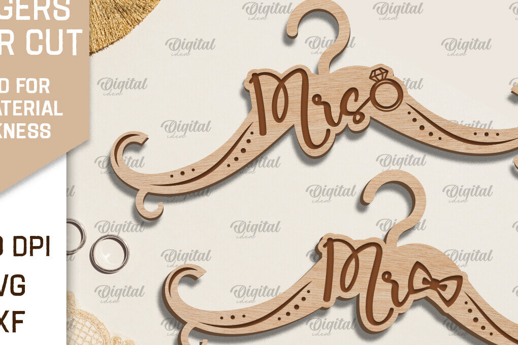 Σετ των 2 Intra απο ξύλο plywood 3mm-4mm πάχος – Κρεμάστρα γάμου  κοπής με λέιζερ Δίασταση  20x20 cm INTRAFABR-96563573