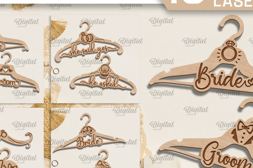 Σετ των 2 Intra απο ξύλο plywood 3mm-4mm πάχος – Κρεμάστρες Γάμου Δέσμη κοπής με λέιζερ Δίασταση  20x20 cm INTRAFABR-96586038