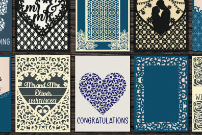 Σετ των 2 Intra απο ξύλο plywood 3mm-4mm πάχος – Προσκλητήριο γάμου Δέσμη κοπής χαρτιού Δίασταση  20x20 cm INTRAFABR-62612555