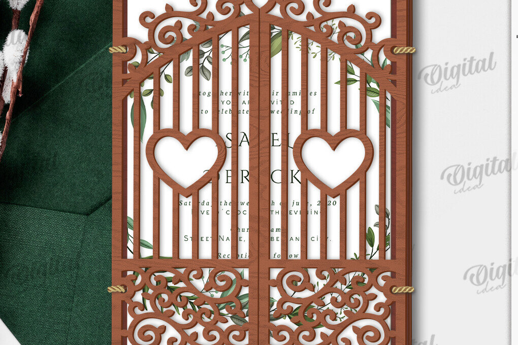 Σετ των 2 Intra απο ξύλο plywood 3mm-4mm πάχος – Κάτοχος προσκλητηρίου γάμου Δίασταση  20x20 cm INTRAFABR-120166335