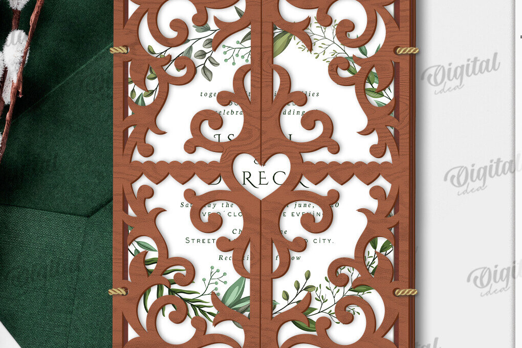 Σετ των 2 Intra απο ξύλο plywood 3mm-4mm πάχος – Κάτοχος προσκλητηρίου γάμου Δίασταση  20x20 cm INTRAFABR-120166094