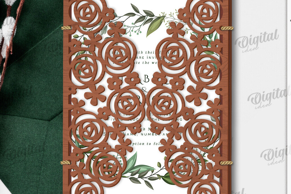 Σετ των 2 Intra απο ξύλο plywood 3mm-4mm πάχος – Κάτοχος προσκλητηρίου γάμου Δίασταση  20x20 cm INTRAFABR-120166196