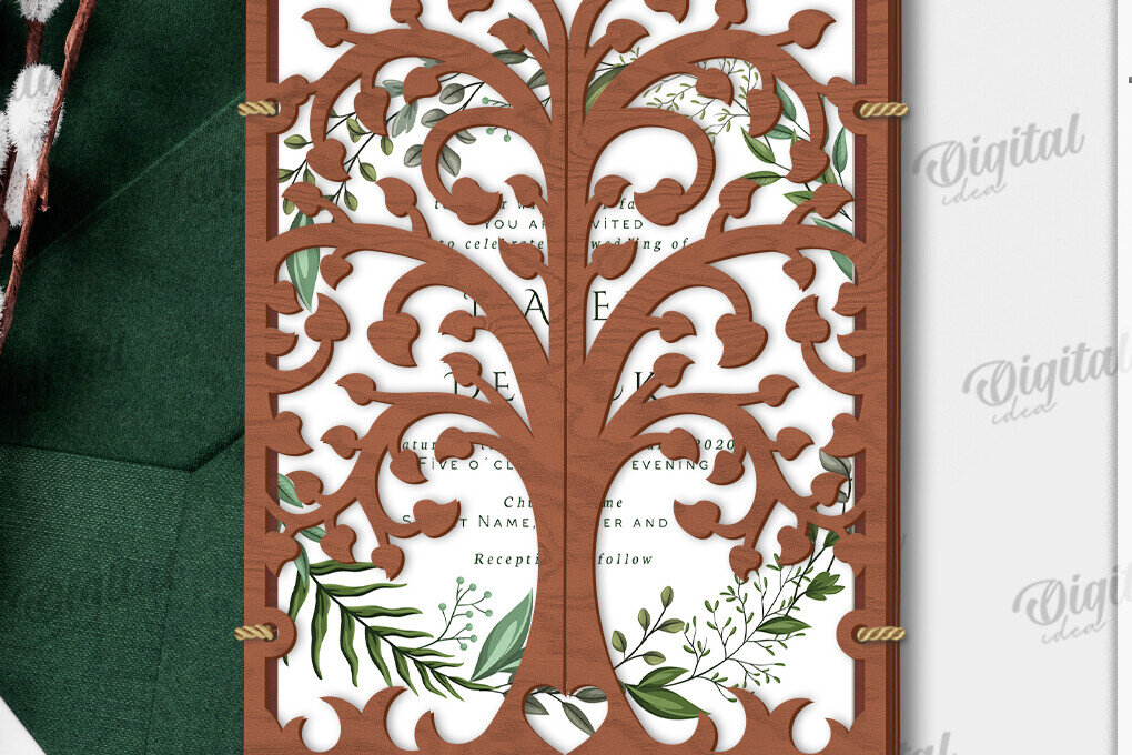 Σετ των 2 Intra απο ξύλο plywood 3mm-4mm πάχος – Κάτοχος προσκλητηρίου γάμου Δίασταση  20x20 cm INTRAFABR-120166272