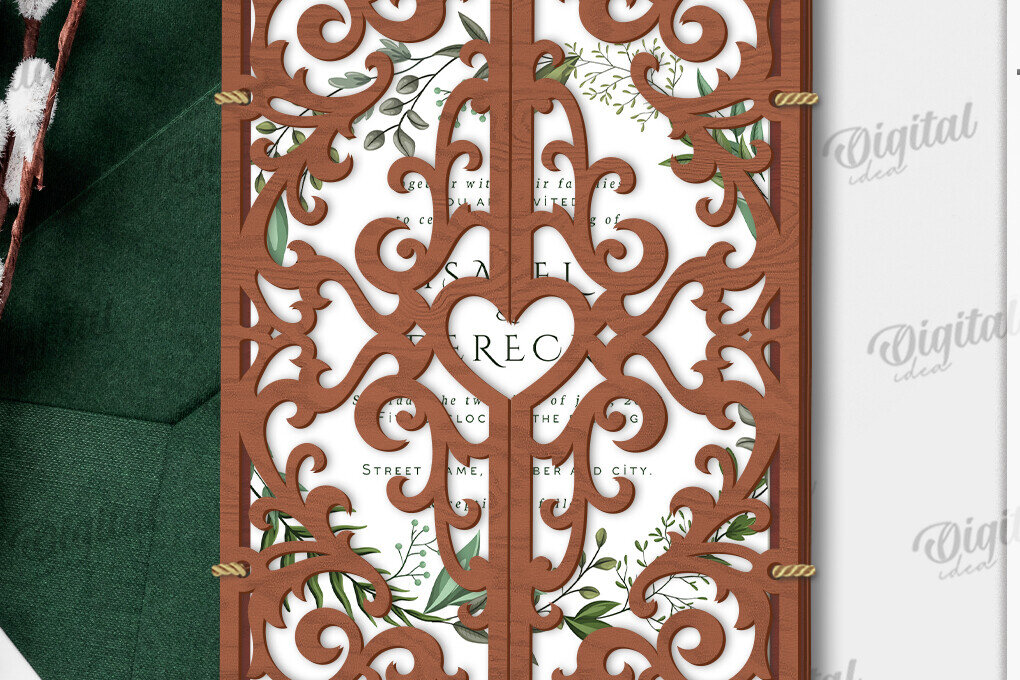 Σετ των 2 Intra απο ξύλο plywood 3mm-4mm πάχος – Κάτοχος προσκλητηρίου γάμου Δίασταση  20x20 cm INTRAFABR-120166302