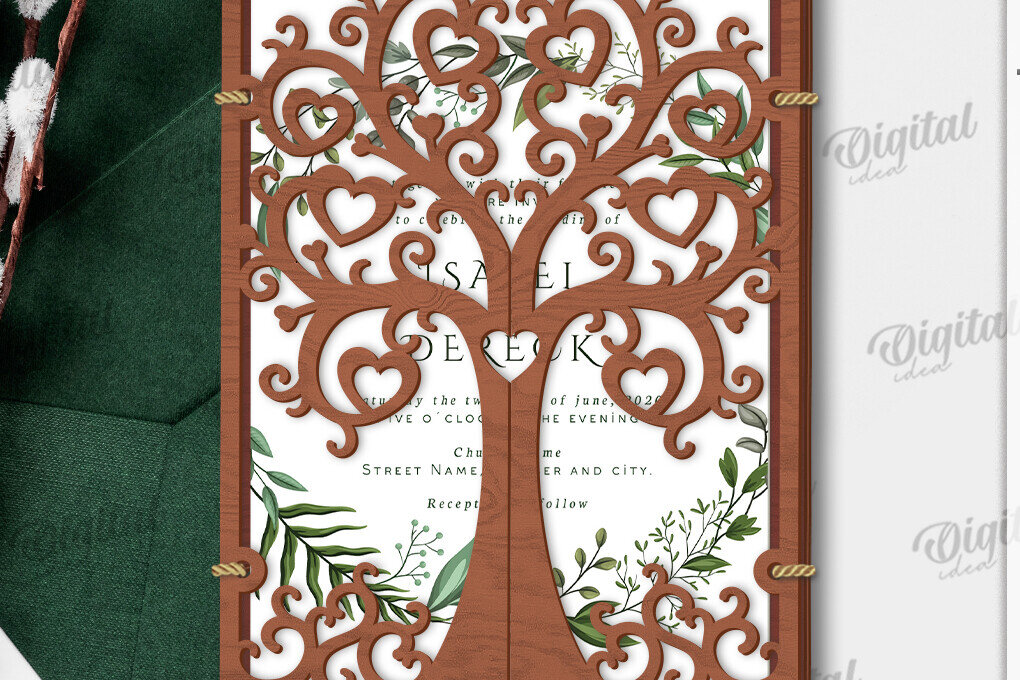 Σετ των 2 Intra απο ξύλο plywood 3mm-4mm πάχος – Κάτοχος προσκλητηρίου γάμου Δίασταση  20x20 cm INTRAFABR-120165645