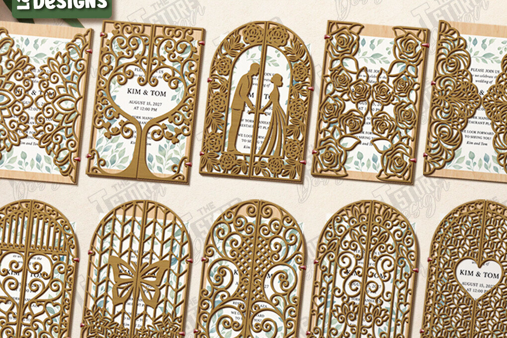 Σετ των 2 Intra απο ξύλο plywood 3mm-4mm πάχος – Προσκλητήριο γάμου Bundle |CNC Δίασταση  20x20 cm INTRAFABR-123770605