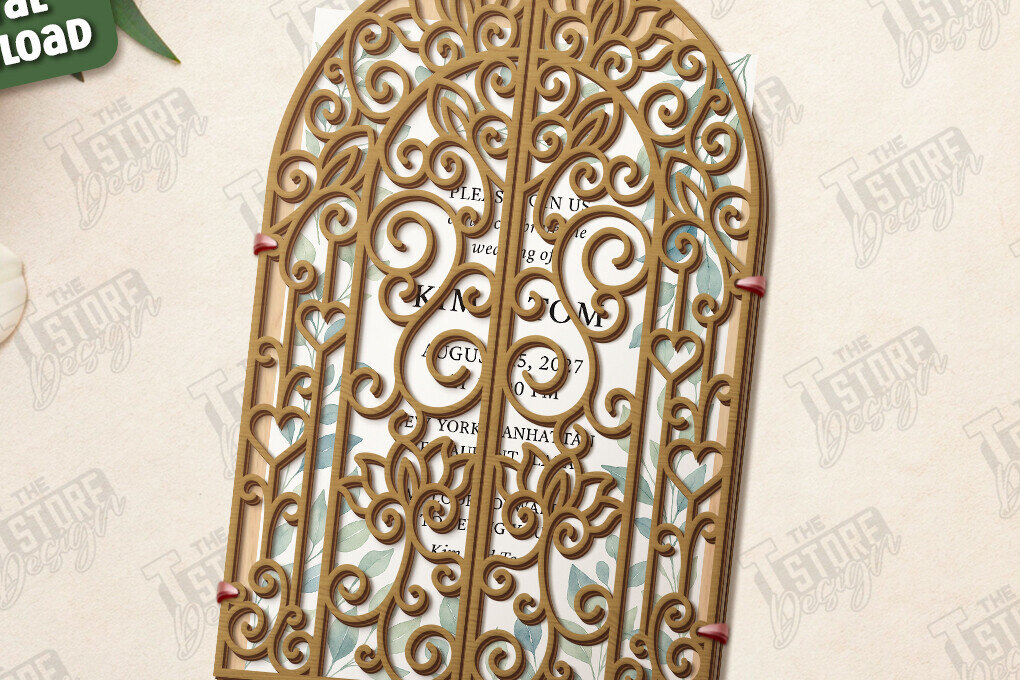 Σετ των 2 Intra απο ξύλο plywood 3mm-4mm πάχος – Προσκλητήριο Γάμου | Αρχείο CNC Δίασταση  20x20 cm INTRAFABR-123770539