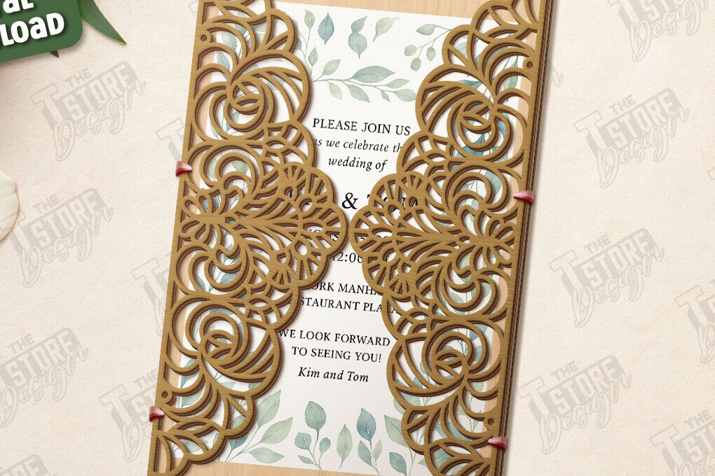 Σετ των 2 Intra απο ξύλο plywood 3mm-4mm πάχος – Προσκλητήριο Γάμου|Ημέρα γάμου Δίασταση  20x20 cm INTRAFABR-123625351