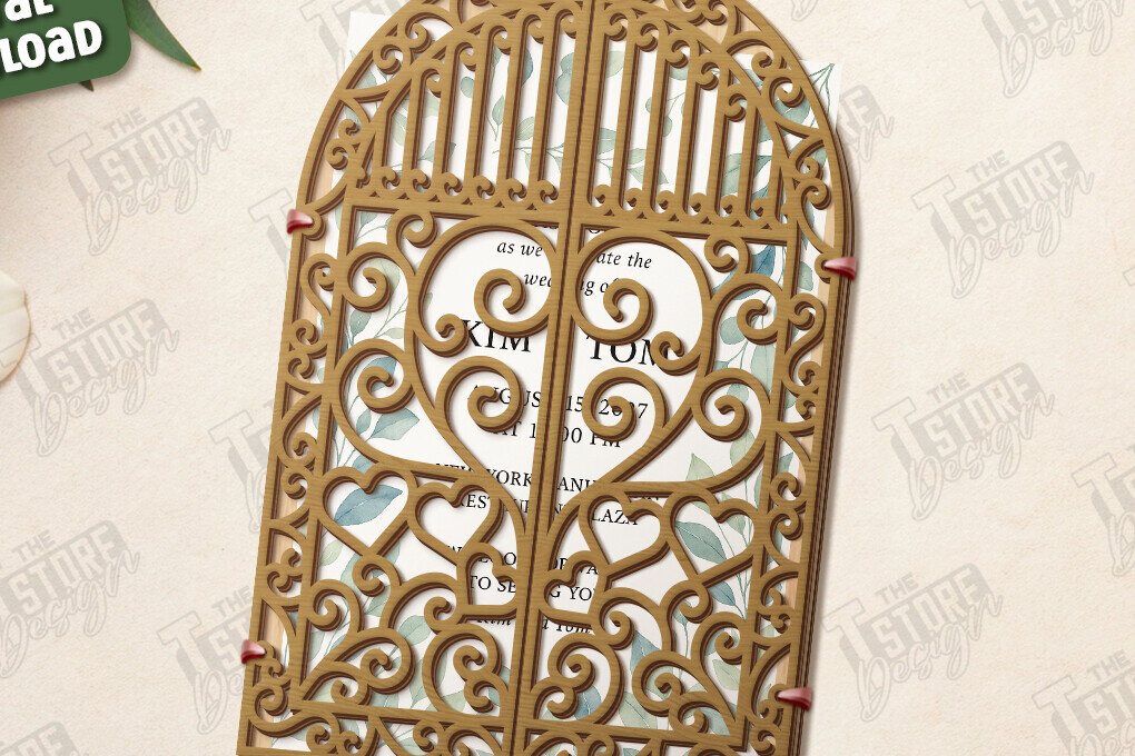 Σετ των 2 Intra απο ξύλο plywood 3mm-4mm πάχος – Προσκλητήριο Γάμου|Ημέρα γάμου Δίασταση  20x20 cm INTRAFABR-123625356