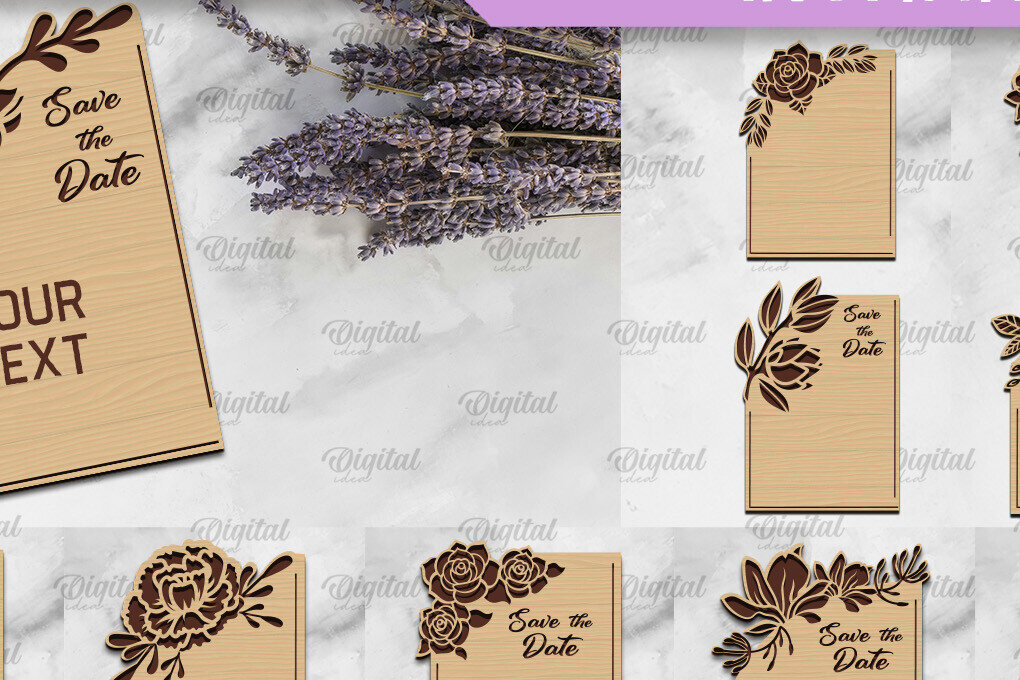 Σετ των 2 Intra απο ξύλο plywood 3mm-4mm πάχος – Προσκλητήρια Γάμου Δέσμη κοπής με λέιζερ Δίασταση  20x20 cm INTRAFABR-98462347