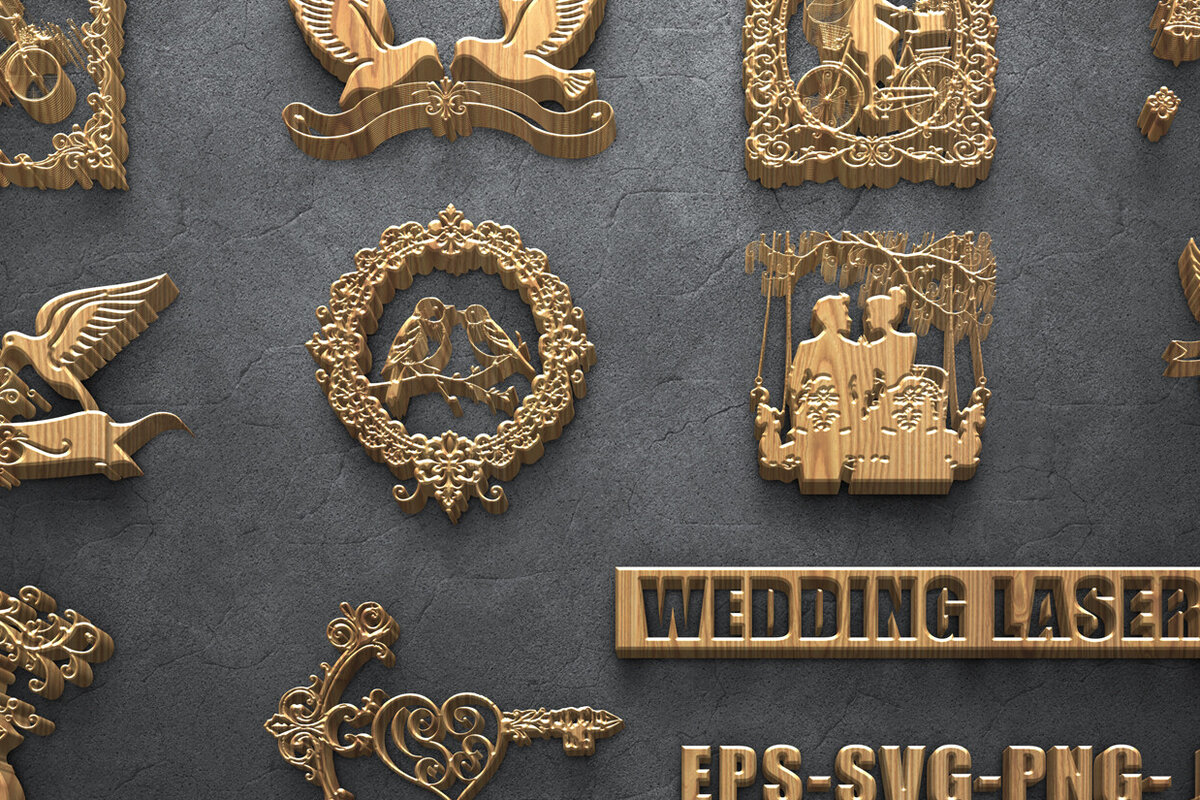 Σετ των 2 Intra απο ξύλο plywood 3mm-4mm πάχος – Πακέτο Cut Wedding Laser Δίασταση  20x20 cm INTRAFABR-122068749