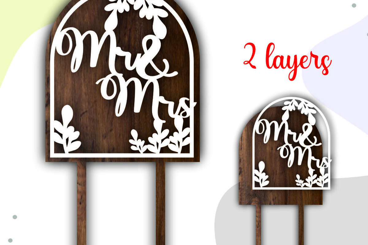 Σετ των 2 Intra απο ξύλο plywood 3mm-4mm πάχος – Wedding Mr and Cake Topper Δίασταση  20x20 cm INTRAFABR-77545624