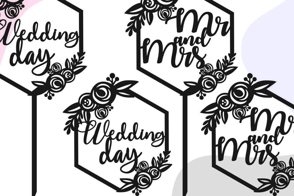 Σετ των 2 Intra απο ξύλο plywood 3mm-4mm πάχος – Wedding Mr and Mrs Cake Topper Δίασταση  20x20 cm INTRAFABR-78785601