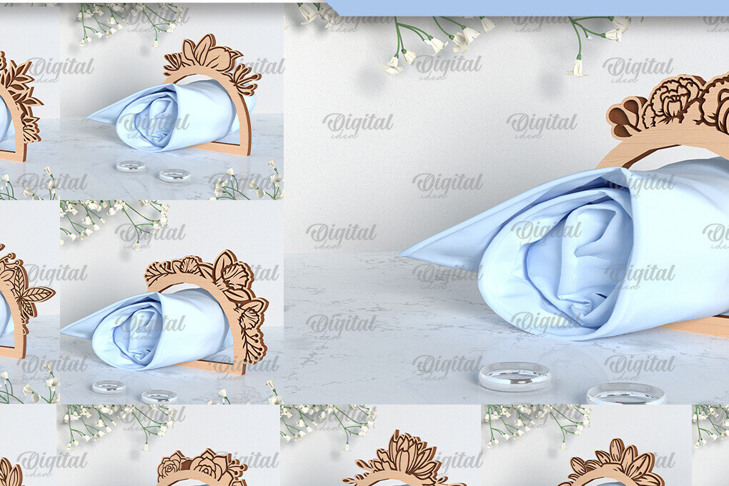 Σετ των 2 Intra απο ξύλο plywood 3mm-4mm πάχος – Δαχτυλίδι για χαρτοπετσέτα γάμου Δέσμη κοπής με λέιζερ Δίασταση  20x20 cm INTRAFABR-97730129