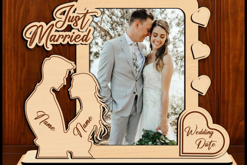 Σετ των 2 Intra απο ξύλο plywood 3mm-4mm πάχος – Κορνίζα φωτογραφιών γάμου Δίασταση  20x20 cm INTRAFABR-120781266