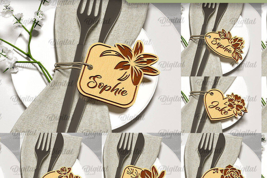 Σετ των 2 Intra απο ξύλο plywood 3mm-4mm πάχος – Κάρτες γάμου Πακέτο κοπής με λέιζερ Δίασταση  20x20 cm INTRAFABR-100541660