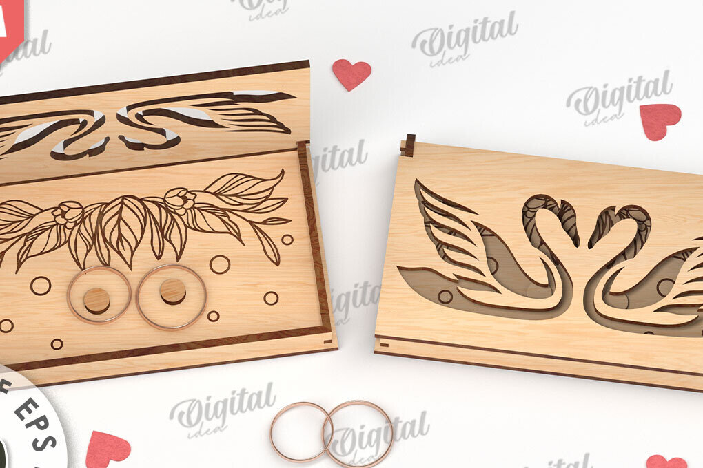 Σετ των 2 Intra απο ξύλο plywood 3mm-4mm πάχος – Κουτί βέρας με λέιζερ. 3D Ring Box Δίασταση  20x20 cm INTRAFABR-113845331