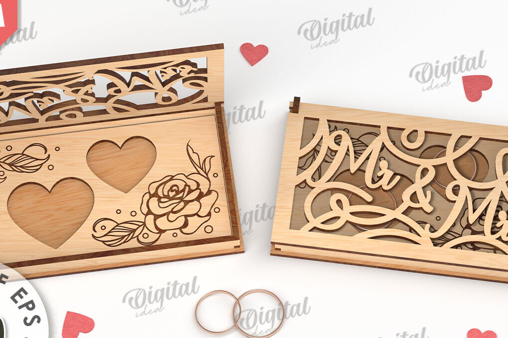 Σετ των 2 Intra απο ξύλο plywood 3mm-4mm πάχος – Κουτί βέρας με λέιζερ. 3D Ring Box Δίασταση  20x20 cm INTRAFABR-113845056