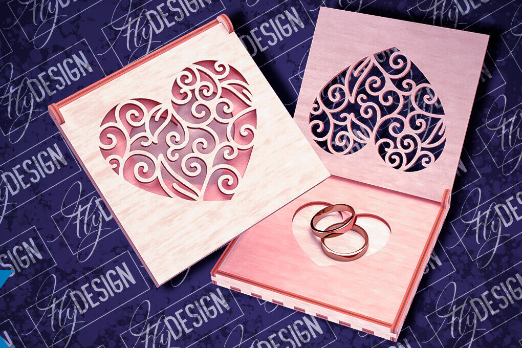 Σετ των 2 Intra απο ξύλο plywood 3mm-4mm πάχος – Κουτί βέρας με λέιζερ | Κουτί κοσμημάτων Δίασταση  20x20 cm INTRAFABR-83946494