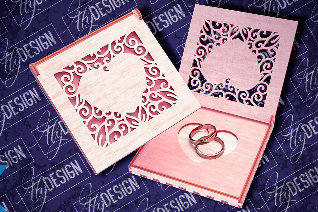 Σετ των 2 Intra απο ξύλο plywood 3mm-4mm πάχος – Κουτί βέρας με λέιζερ | Κουτί κοσμημάτων Δίασταση  20x20 cm INTRAFABR-83946527